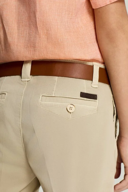 Krem Pamuk Chino Çocuk Bermuda Şort