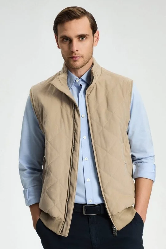 Hemington - Krem Rengi Kapitone Yelek