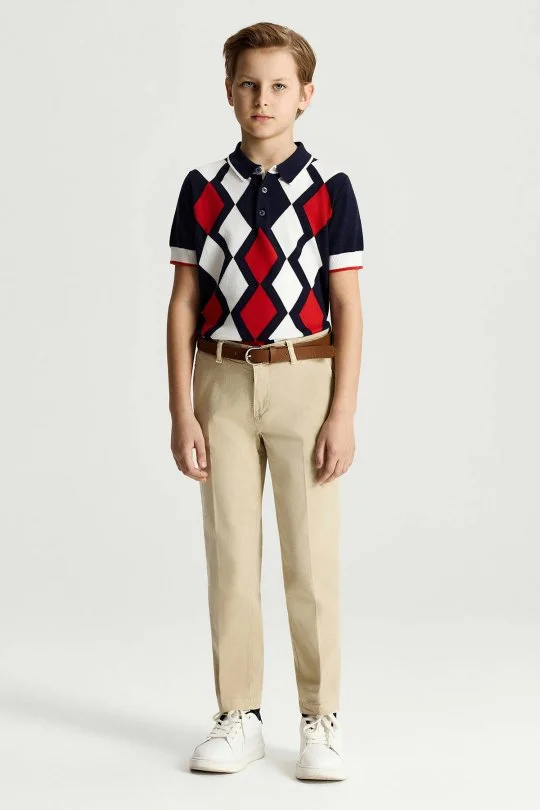 Krem Rengi Yazlık Çocuk Chino Pantolon