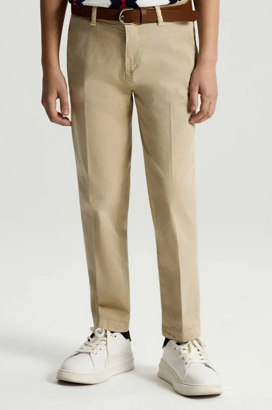 Krem Rengi Yazlık Çocuk Chino Pantolon