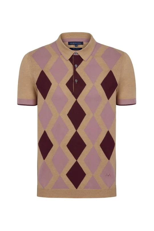 Hemington - Kum Rengi Pembe Baklava Desen Triko Polo (7)
