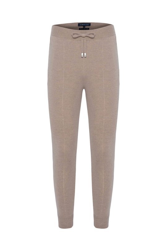 Kum Rengi Merino Yün Activewear Triko Pantolon