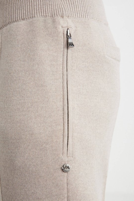 Kum Rengi Merino Yün Activewear Triko Pantolon