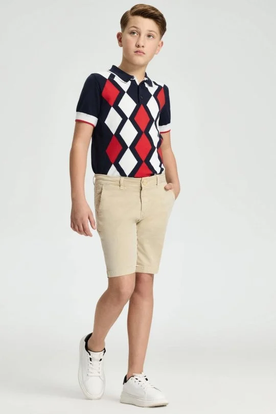 Hemington - Kum Rengi Pamuk Chino Çocuk Bermuda Şort (2)