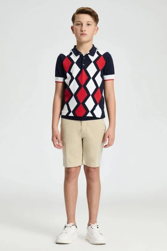 Hemington - Kum Rengi Pamuk Chino Çocuk Bermuda Şort (1)