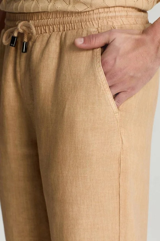 Hemington - Saf Keten Bağcıklı Kum Rengi Pantolon (3)