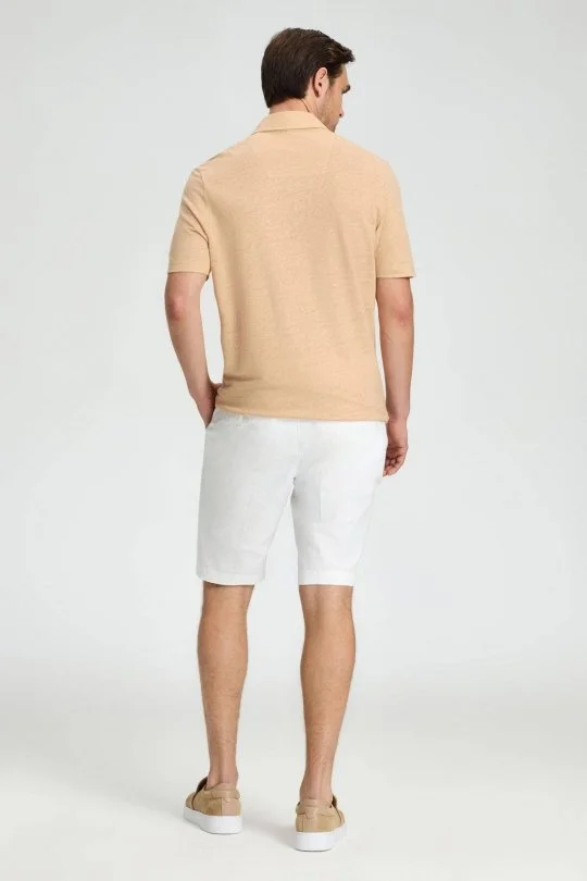 Hemington - Saf Keten Kum Rengi Polo Yaka T-Shirt (6)