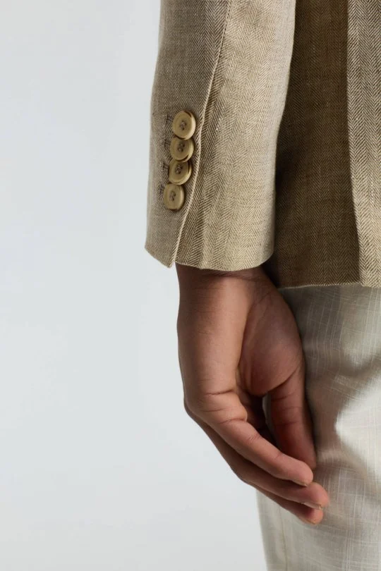 Hemington - Saf Keten Kum Rengi Yazlık Blazer Ceket (3)