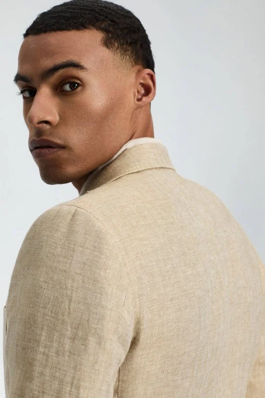 Hemington - Saf Keten Kum Rengi Yazlık Blazer Ceket (4)