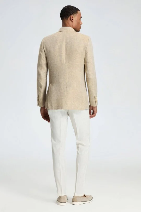 Hemington - Saf Keten Kum Rengi Yazlık Blazer Ceket (6)