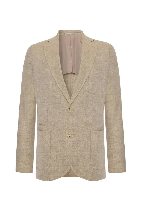 Hemington - Saf Keten Kum Rengi Yazlık Blazer Ceket (7)
