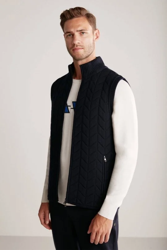 Hemington - Lacivert Activewear Merino Yün Triko Yelek (3)