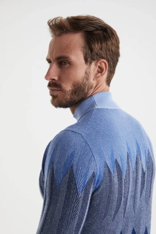 Hemington - Balıkçı Yaka Desen Kaşmir Lacivert Kazak (2)