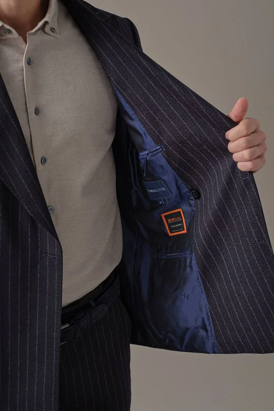 Hemington - Lacivert Beyaz Chalkstripe Desen Kruvaze Ceket (5)