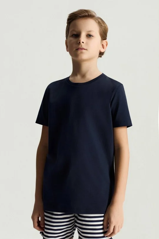 Hemington - Lacivert Bisiklet Yaka Basic Çocuk T-Shirt (1)