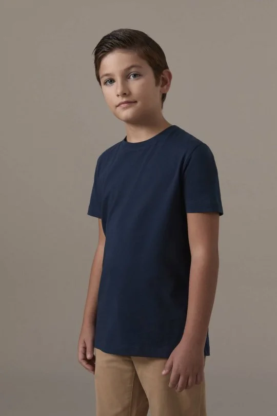 Lacivert Bisiklet Yaka Basic Çocuk T-Shirt
