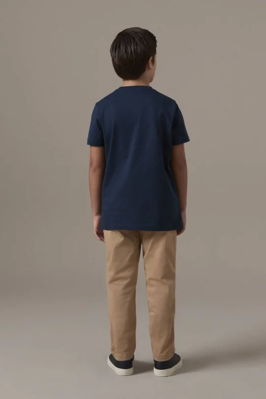 Lacivert Bisiklet Yaka Basic Çocuk T-Shirt