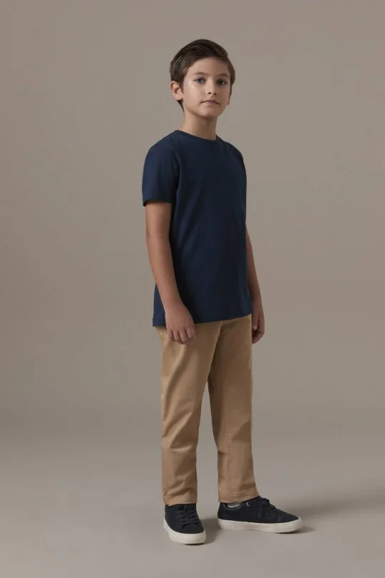 Lacivert Bisiklet Yaka Basic Çocuk T-Shirt