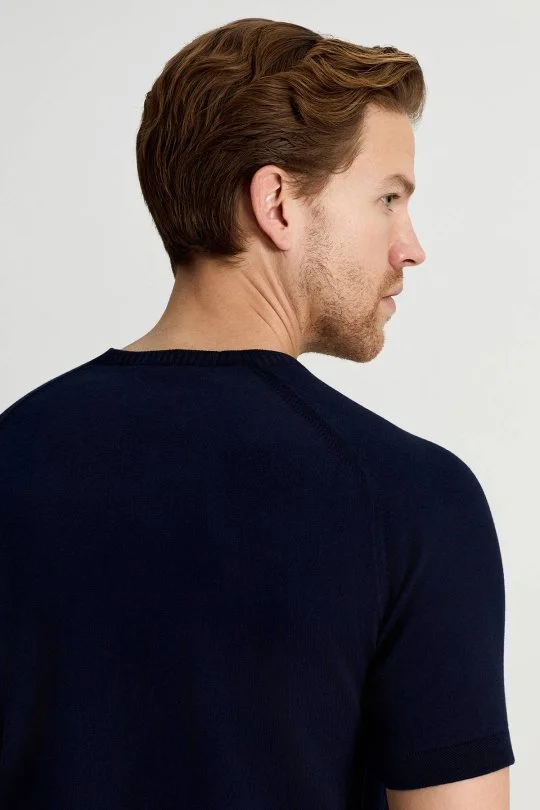 Hemington - Bisiklet Yaka Lacivert Giza Pamuk Triko T-Shirt (4)