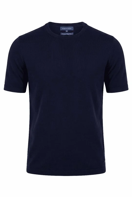 Hemington - Bisiklet Yaka Lacivert Giza Pamuk Triko T-Shirt (6)