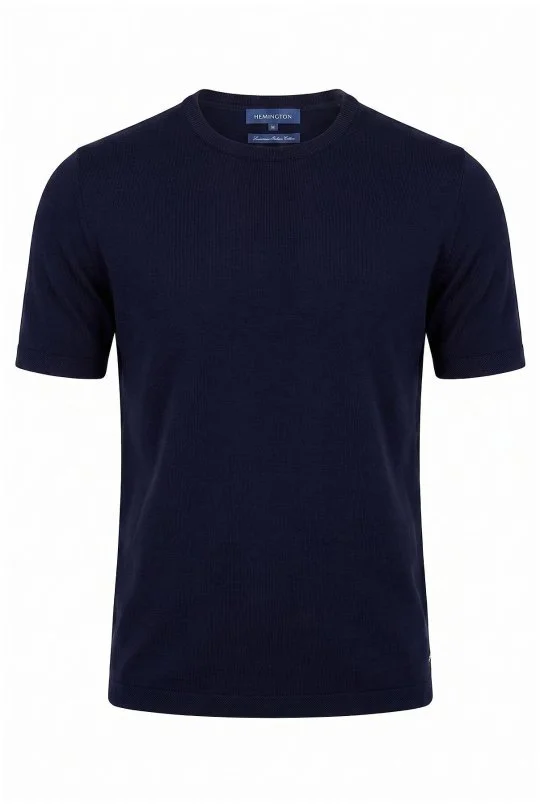 Hemington - Bisiklet Yaka Lacivert Giza Pamuk Triko T-Shirt (6)