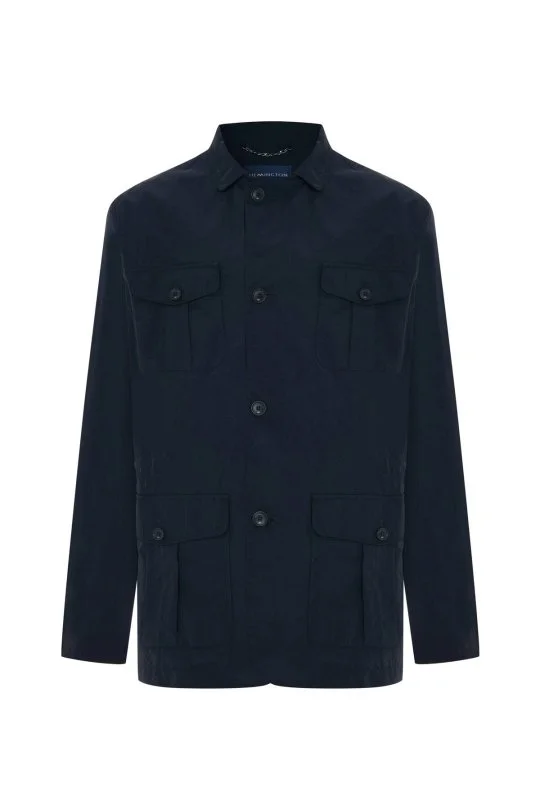 Lacivert Dört Cep İnce Mont