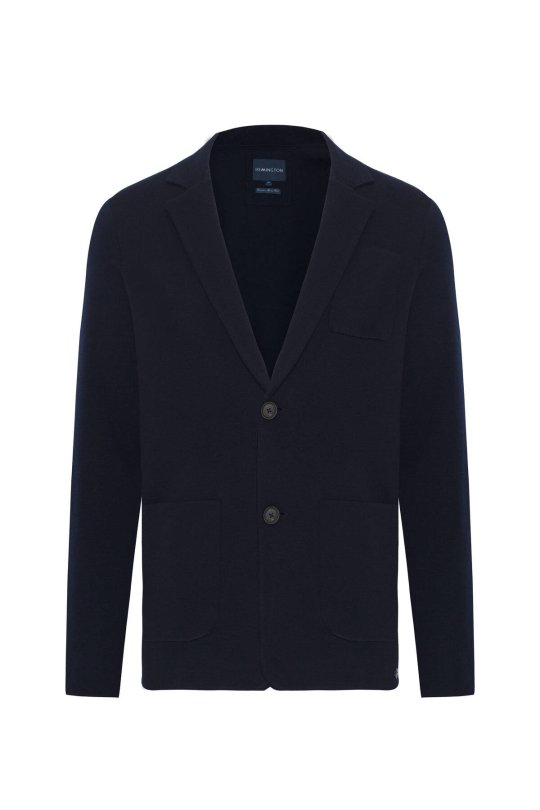 Extrafine Merino Lacivert Triko Blazer Ceket