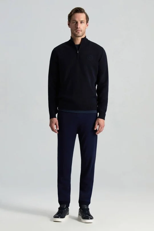 Hemington - Lacivert Fermuarlı Merino Yün Activewear Triko (2)