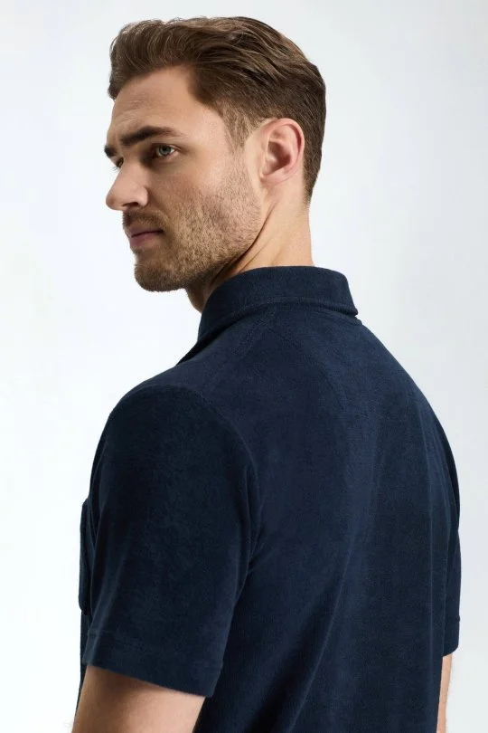Hemington - Lacivert Havlu Kumaş Polo Yaka T-Shirt (4)