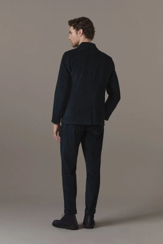 Lacivert Kadife Blazer Ceket