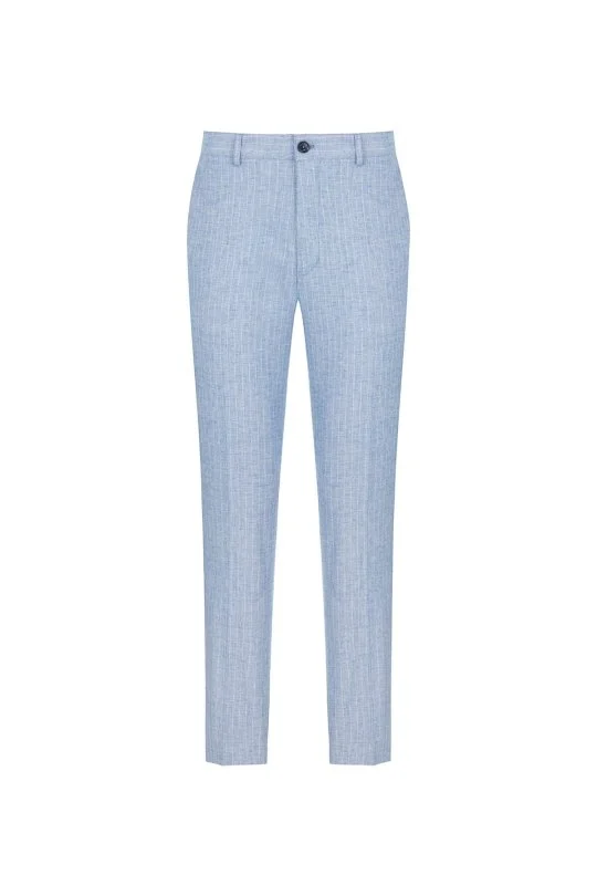 Hemington - Keten Pamuk Karışım Mavi Chino Pantolon (7)