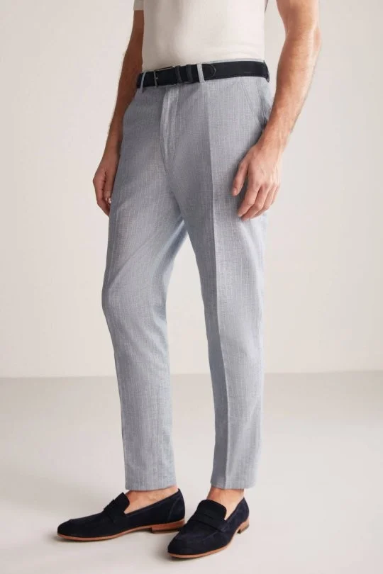 Hemington - Keten Pamuk Karışım Mavi Chino Pantolon (2)