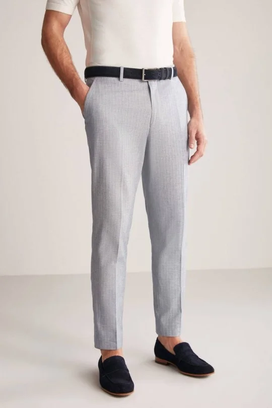 Hemington - Keten Pamuk Karışım Mavi Chino Pantolon (4)