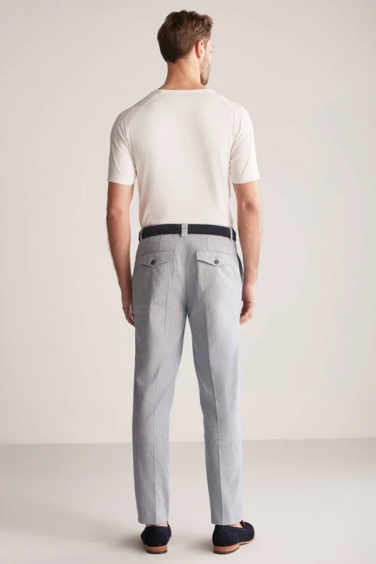 Hemington - Keten Pamuk Karışım Mavi Chino Pantolon (5)