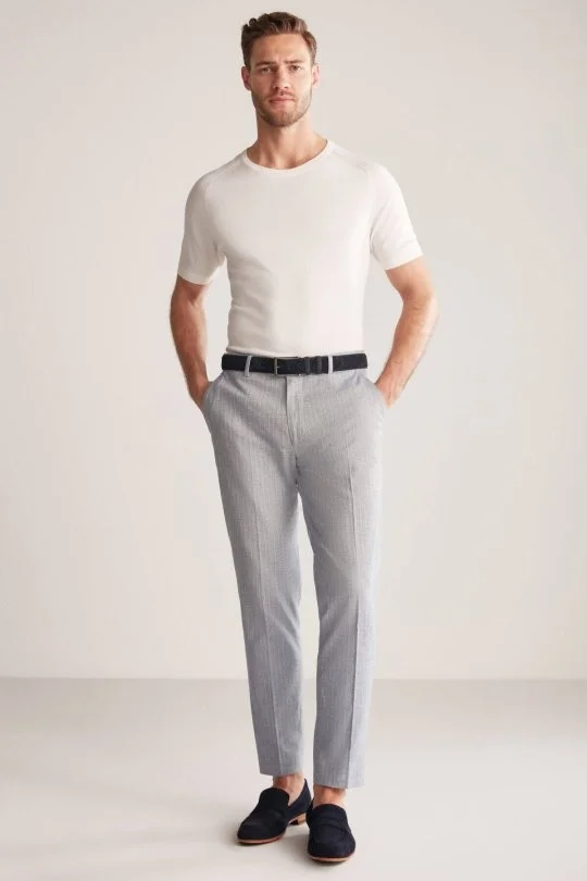 Hemington - Keten Pamuk Karışım Mavi Chino Pantolon (3)