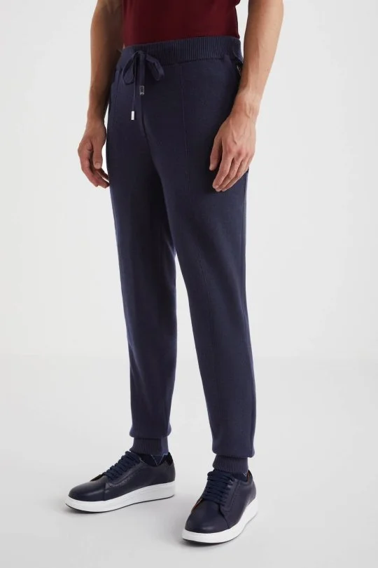 Hemington - Lacivert Merino Yün Activewear Triko Pantolon