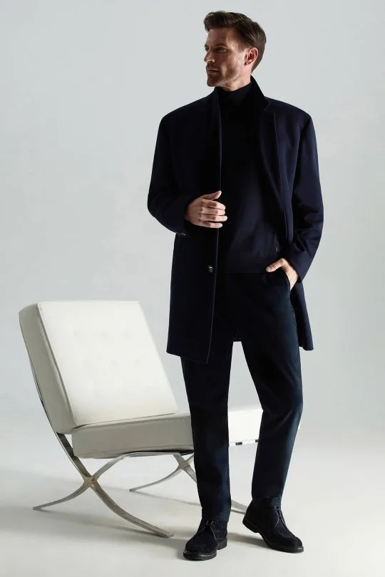Hemington - Boğazlı Slim Fit Lacivert Merino Yün Triko (2)