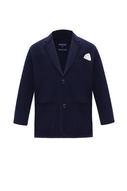 Lacivert Merserize Pamuk Triko Çocuk Blazer Ceket