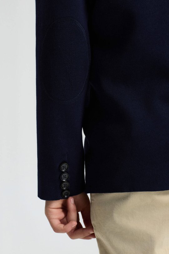 Lacivert Merserize Pamuk Triko Çocuk Blazer Ceket