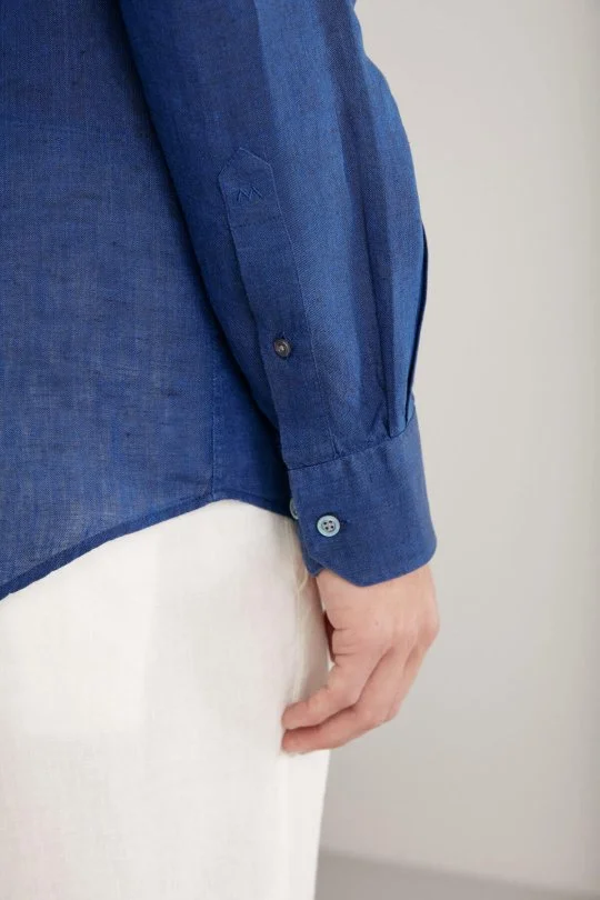 Hemington - Lacivert Saf Keten Spor Gömlek (6)