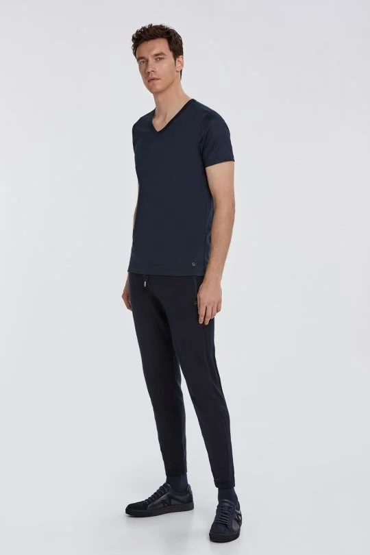 Hemington - V Yaka Lacivert Basic T-Shirt (2)