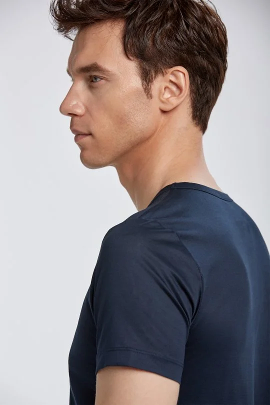 Hemington - V Yaka Lacivert Basic T-Shirt (6)