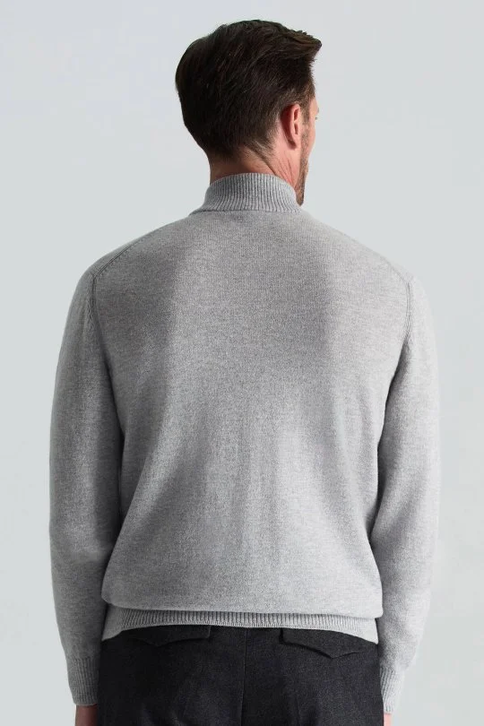 Hemington - Lambswool Yün Argyle Desenli Yarım Balıkçı Yaka Açık Gri Kazak (4)