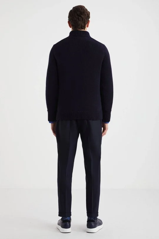Hemington - Lambswool Yün Boğazlı Lacivert Triko Kazak (5)