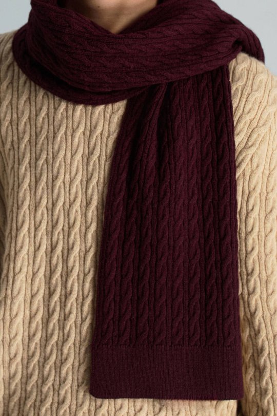 Lambswool Yün Bordo Çocuk Atkı