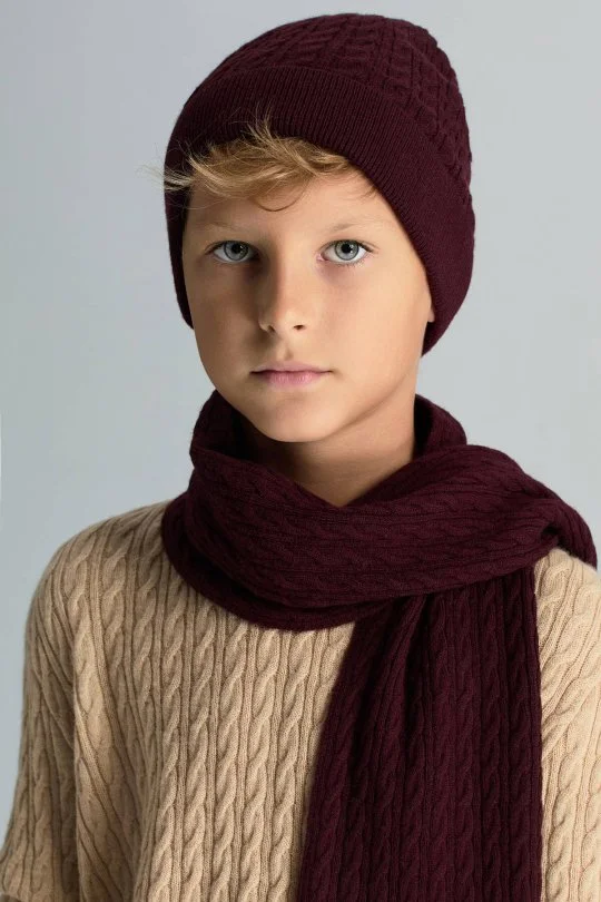 Hemington - Lambswool Yün Bordo Çocuk Bere