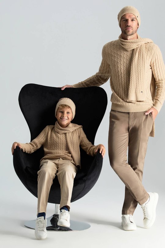 Lambswool Yün Camel Çocuk Atkı