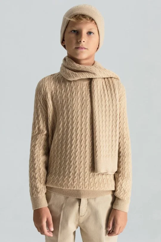 Hemington - Lambswool Yün Camel Çocuk Atkı