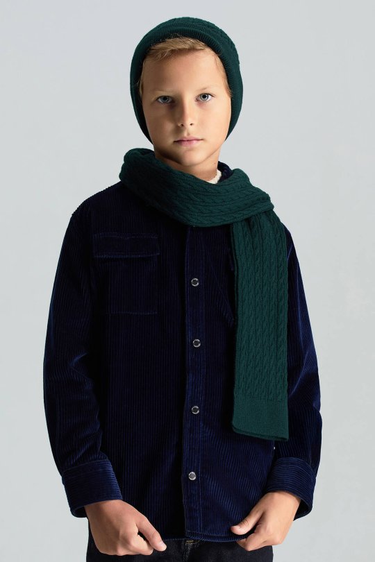 Lambswool Yün Yeşil Çocuk Atkı