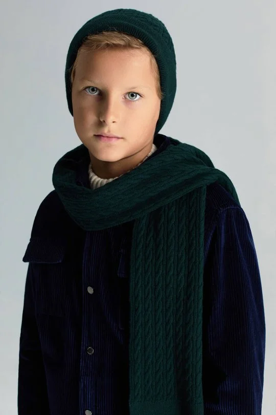 Hemington - Lambswool Yün Yeşil Çocuk Bere (1)